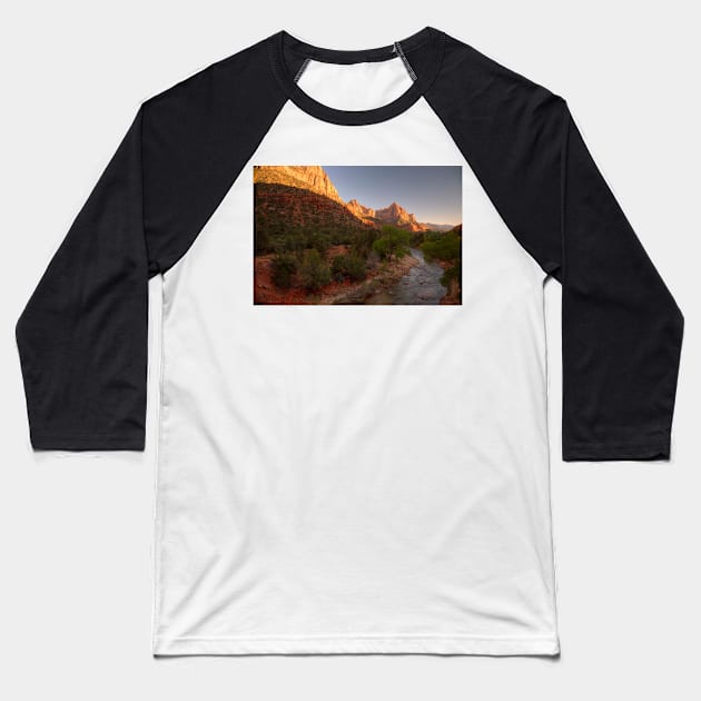 Early Morning Hike At Zion National Park © Baseball T-Shirt by PrinceJohn